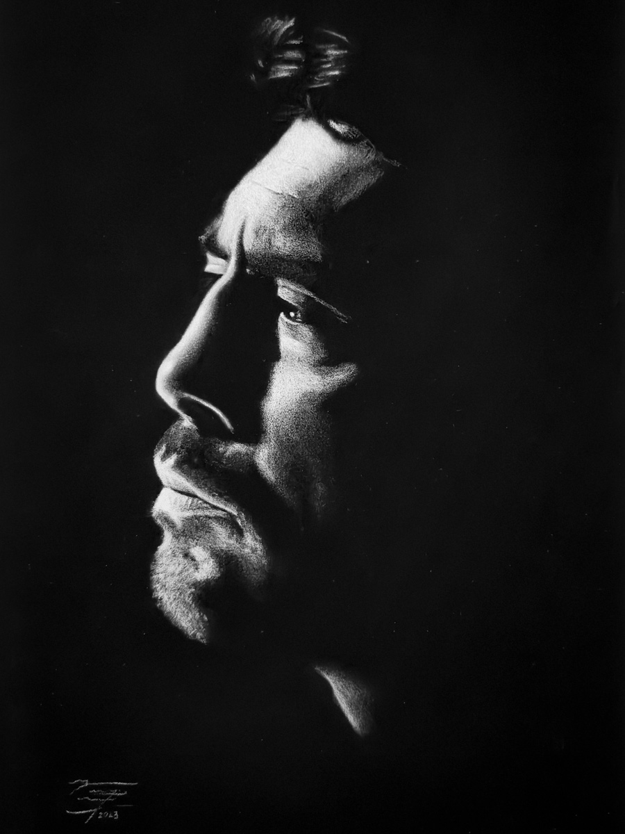 Javier - Pastel portrait of Javier Bardem by Enrique Cordero