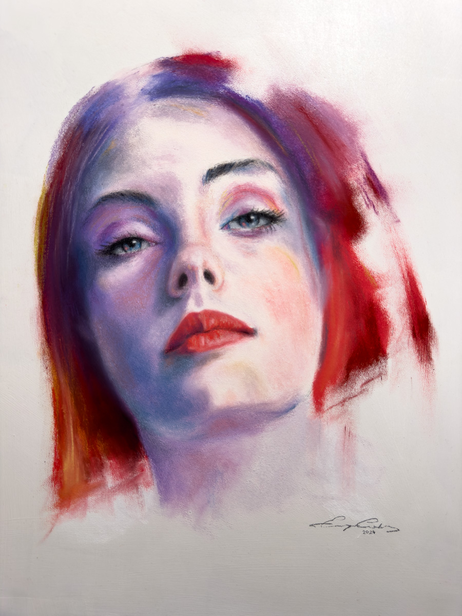 Chromatic Grace - Original pastel portrait by Enrique Cordero