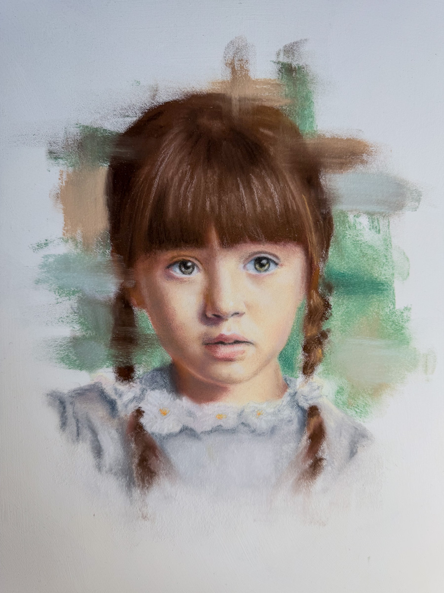 Innocence of Youth - Original pastel portrait by Enrique Cordero