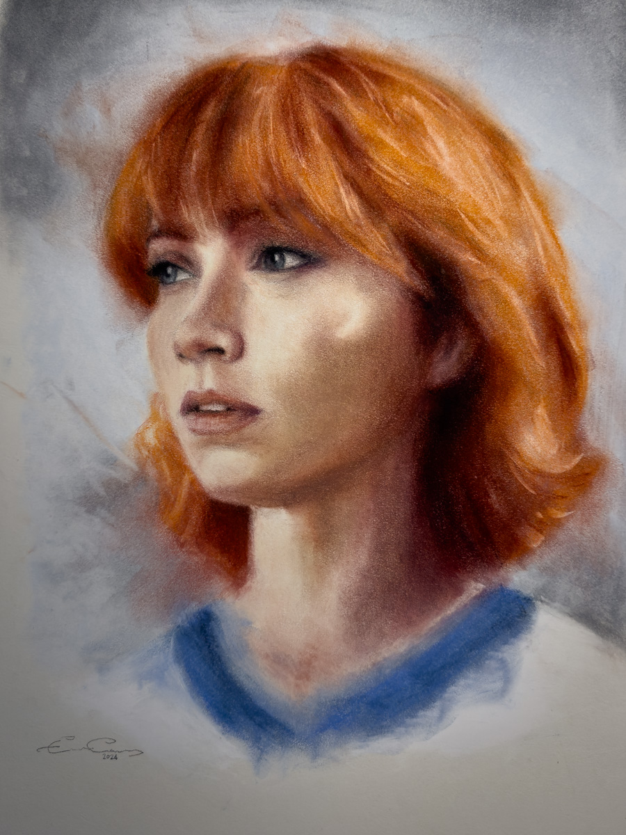 Quiet Resolve - Original pastel portrait by Enrique Cordero