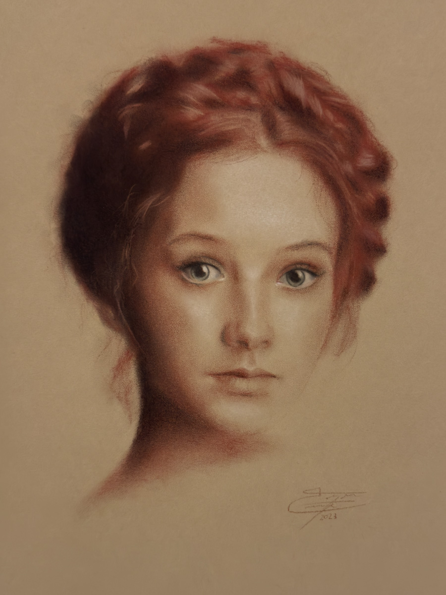 Innocence - Original pastel portrait by Enrique Cordero